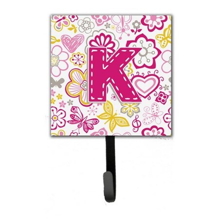 Jensendistributionservices Letter K Flowers And Butterflies Pink Leash & Key Holder MI1725073